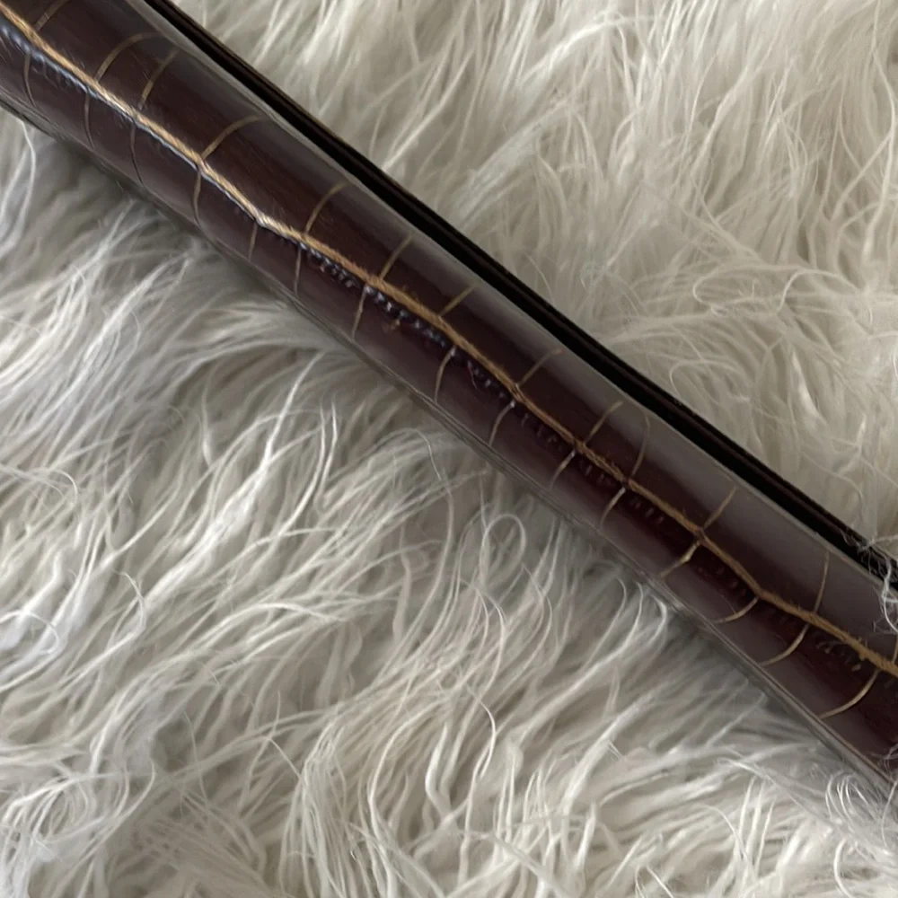 Abas Brown/Gold Alligator Leather Cylinder Clutch